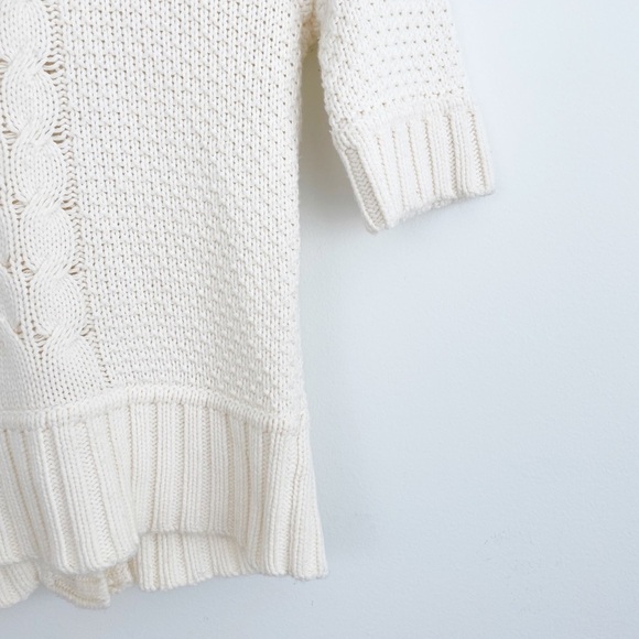 Express Cream Cowl Neck Cable Knit Short Sleeves Snap Button Sweater XS - Picture 12 of 16